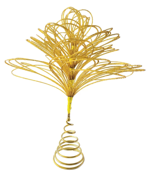 Metal & glass beaded tree topper, Gold Finish