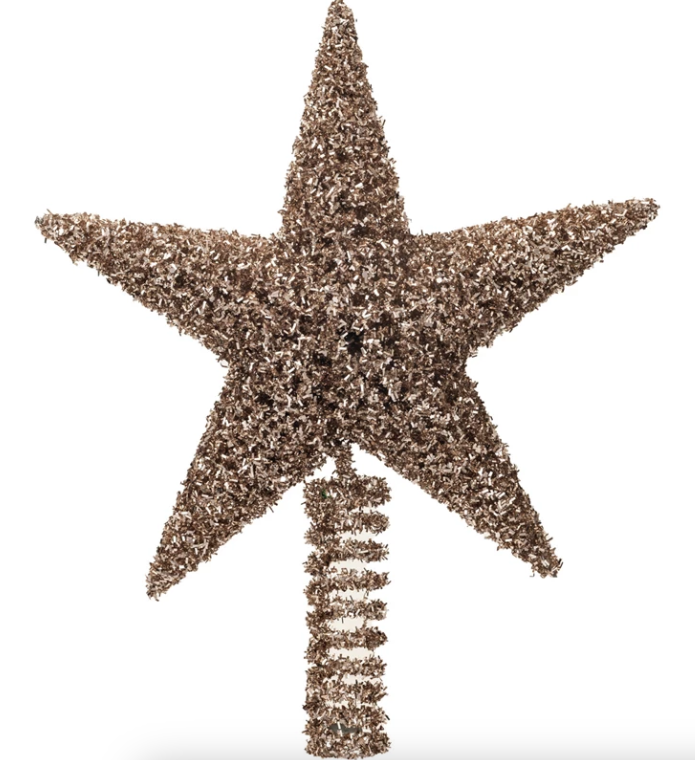 Plastic & Metal Star Tree Topper, Gold Finish