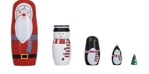 Wood Holiday Icon Nesting Dolls, Set of 5