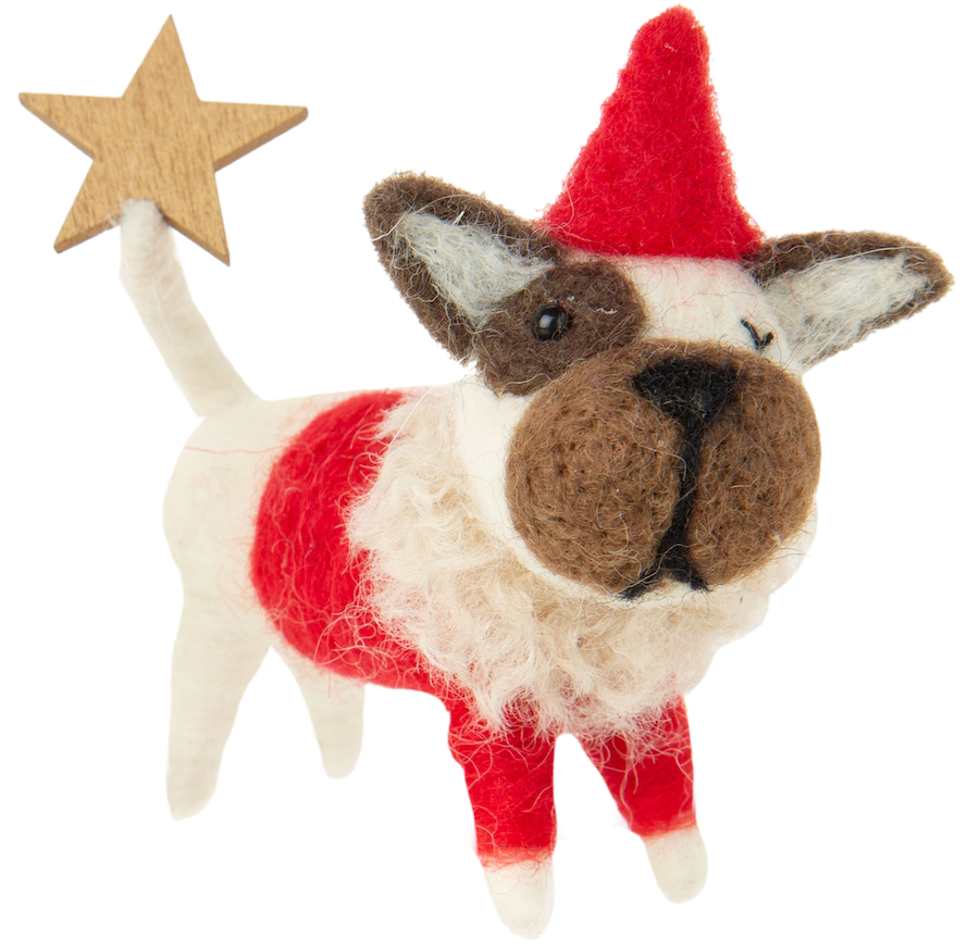 Felt Christmas Puppy with Gold Star