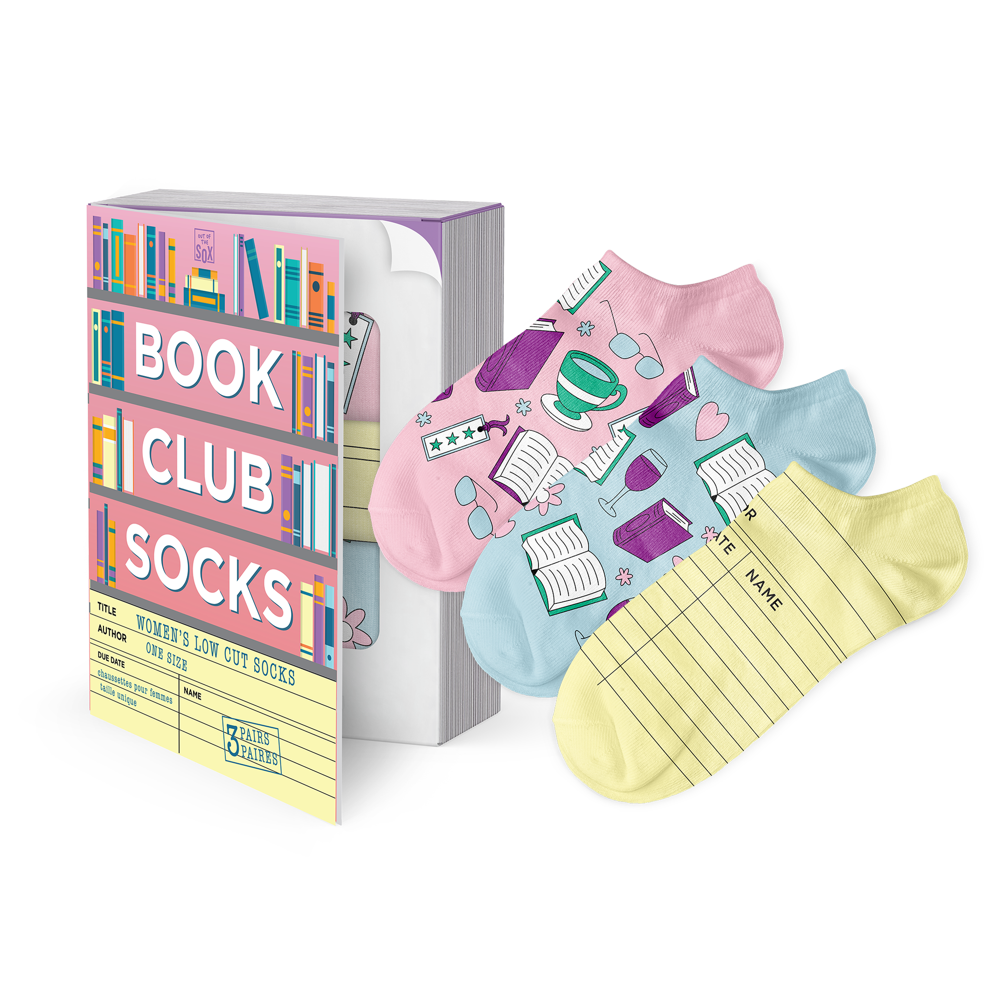 Women's book club themed socks, 3 pack.