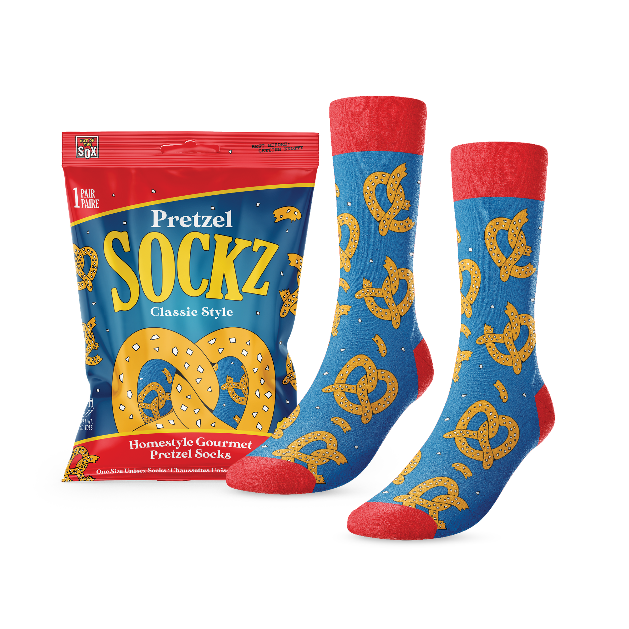 Unisex pretzel themed socks.