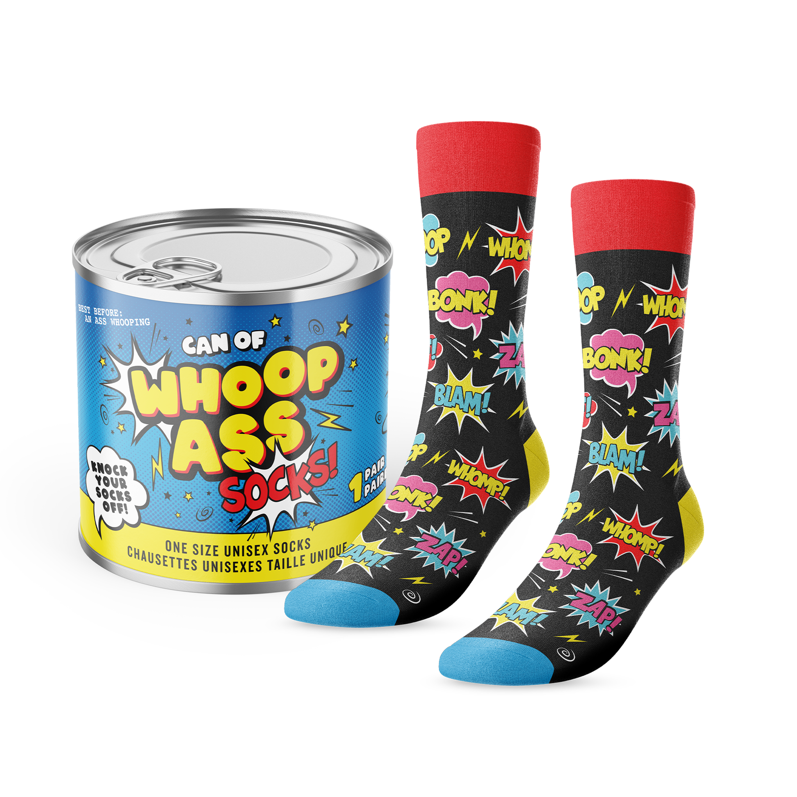 Can of whoop ass unisex socks.