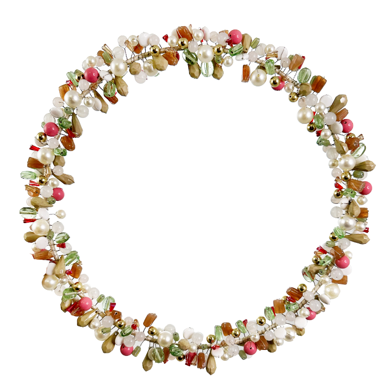 Multi pastel coloured beaded wreath.