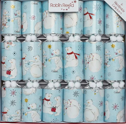 Racing polar bear holiday crackers.