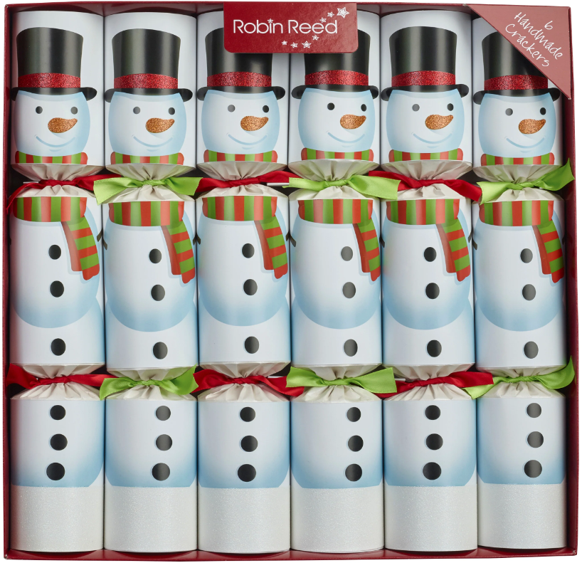 Racing snowmen holiday crackers.
