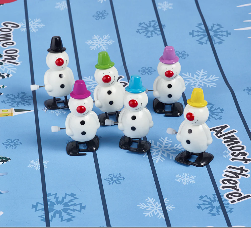Racing snowmen holiday crackers.