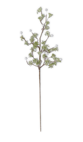 Green glittered stem with silver beads.