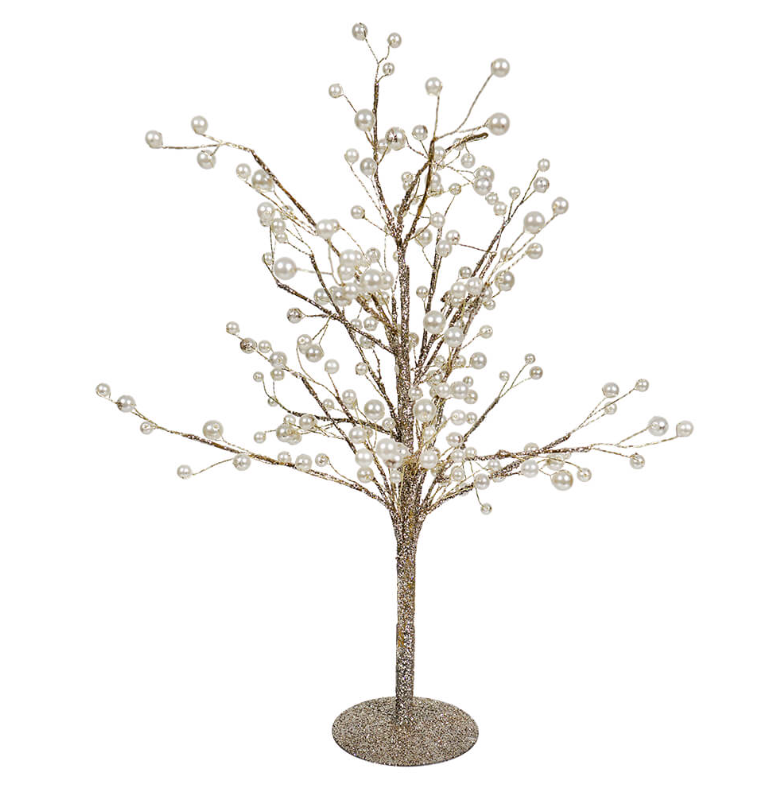 Gold Glittered Twig Tree with Pearls