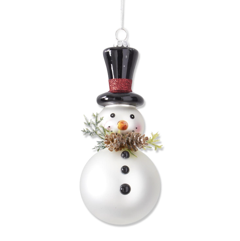 Blown glass snowman ornament.