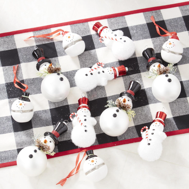 Blown glass xmas ornaments.
