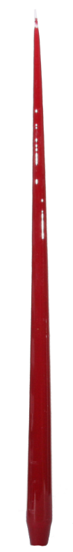 Burgundy taper candle.