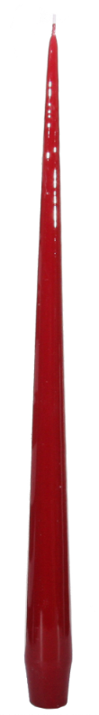 Burgundy taper candle.