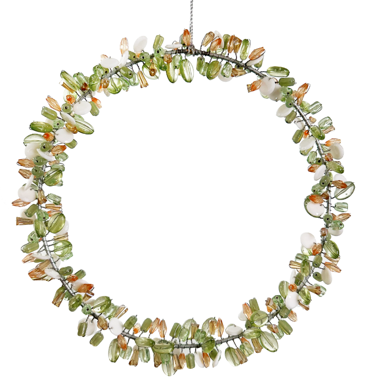 White amber beaded wreath.