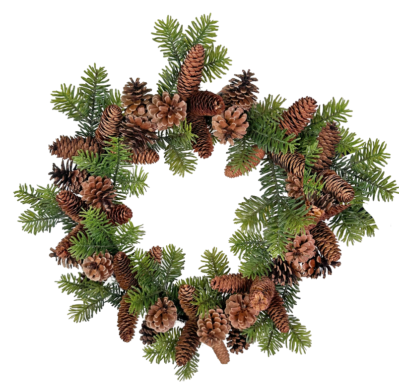 Mixed cone fir wreath.