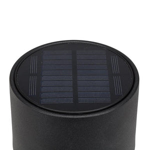 Matte black solar powered waterproof LED outdoor table lamp.