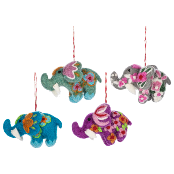 Elephant - Felt Wool Ornament (4 Colours)