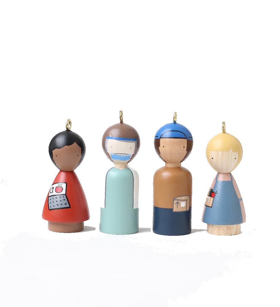 Modern Heroes Wood Ornaments (set of 4)