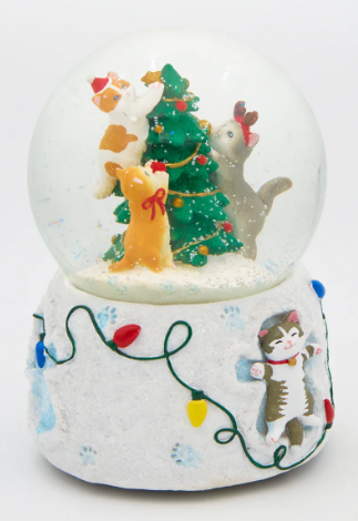 6" Musical Dome Cat with Tree