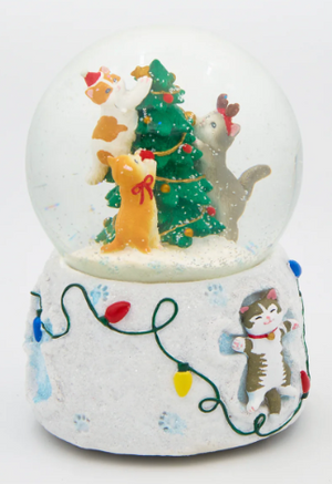 6" Musical Dome Cat with Tree