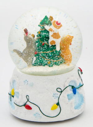 6" Musical Dome Cat with Tree