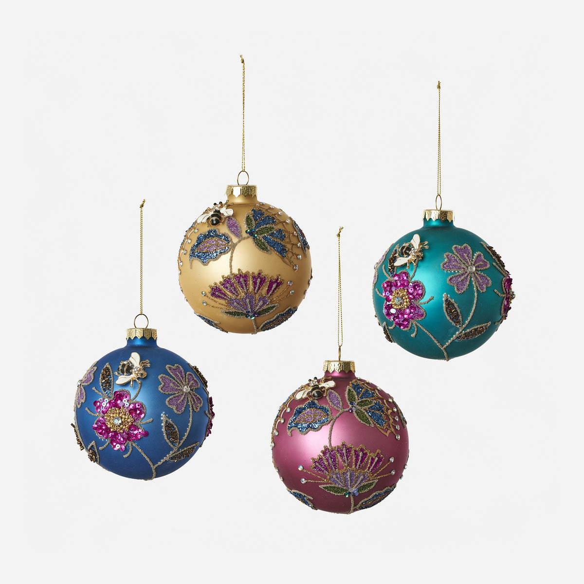 Sequin Floral Glass Ball