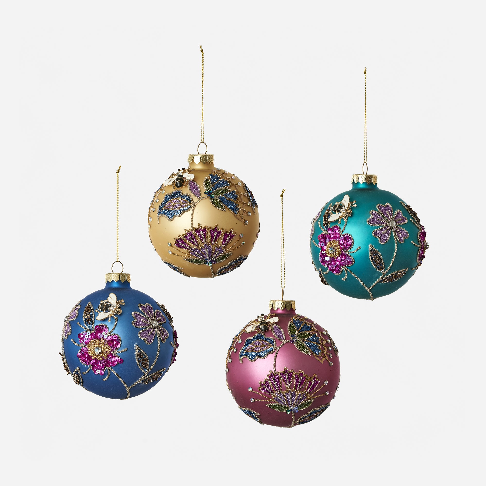 Sequin Floral Glass Ball