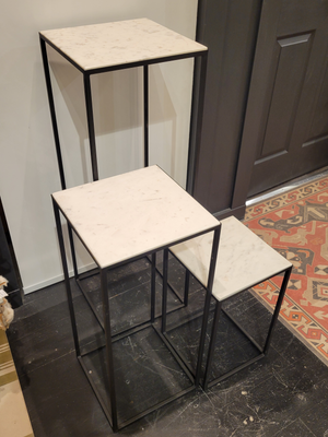 Metal and Marble Pedestal Stands Set of 3