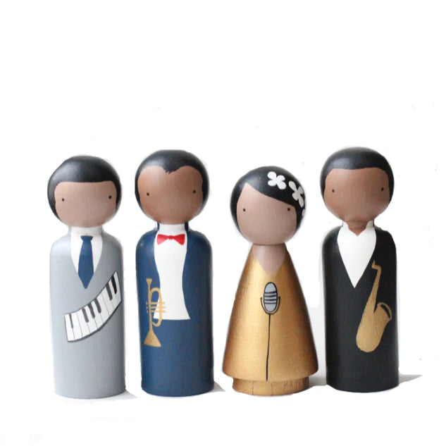Jazz Cats Wood Ornaments (set of 4)