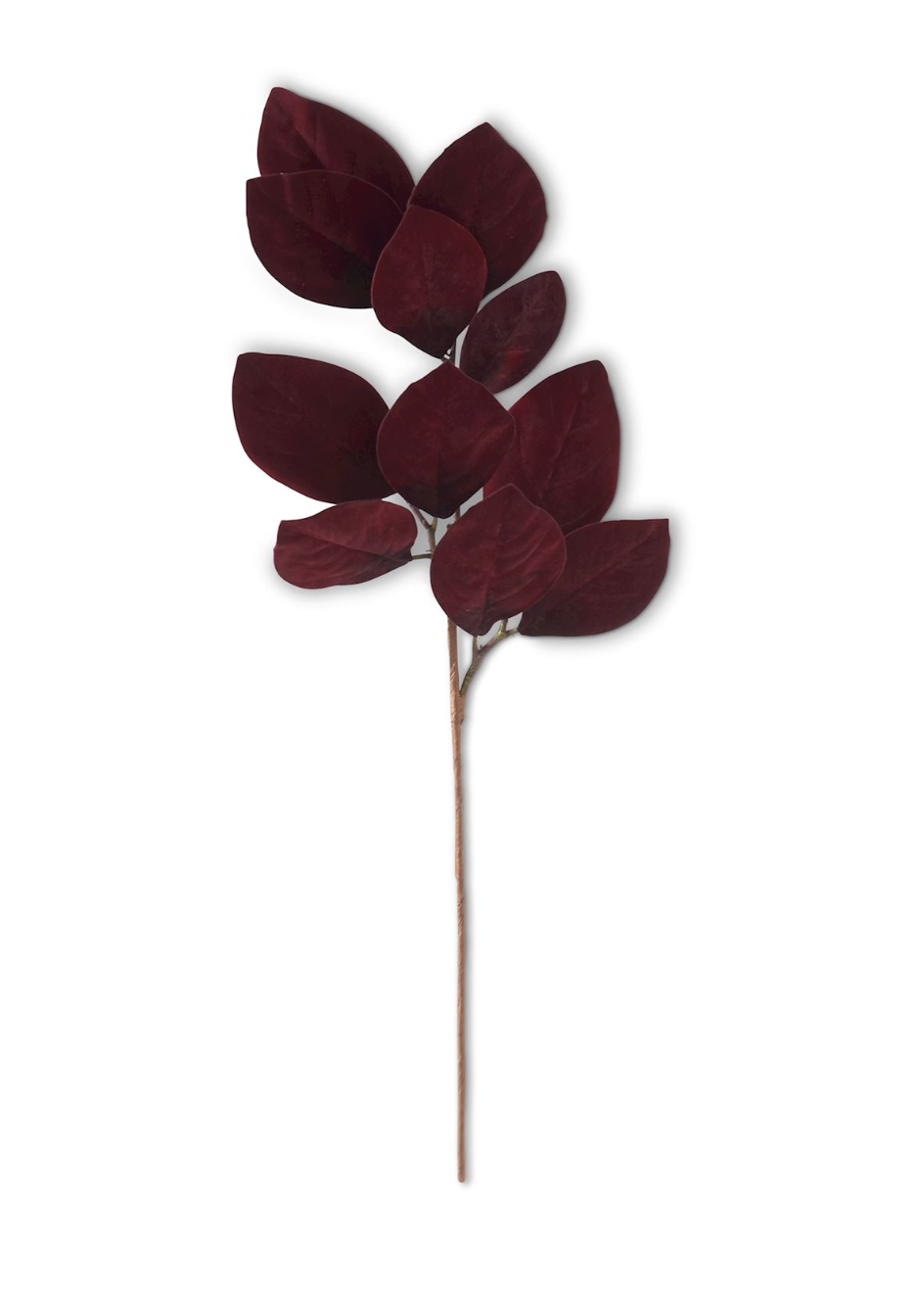 Burgundy Velvet Magnolia Leaf Spray 33"
