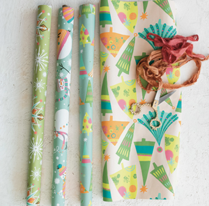 Recycled Wrapping Paper Sheets, 4 Styles