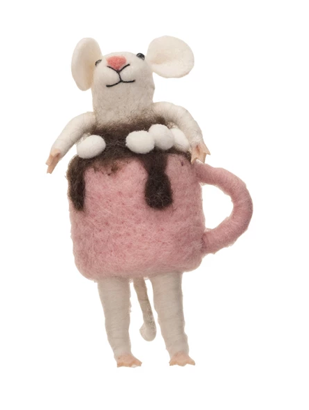 Handmade Wool Felt Mouse in Mug