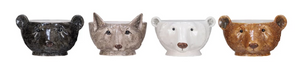 Stoneware Animal Head Shaped Bowl, 4 styles