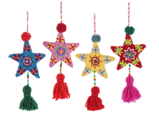 Embroidered Star w/Tassel Ornaments
