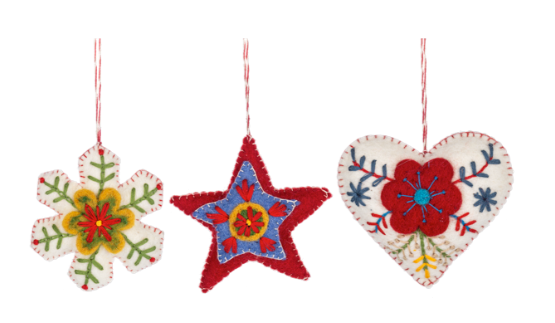 Embroidered Holiday Icon Ornaments