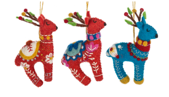 Embroidered Deer Ornaments
