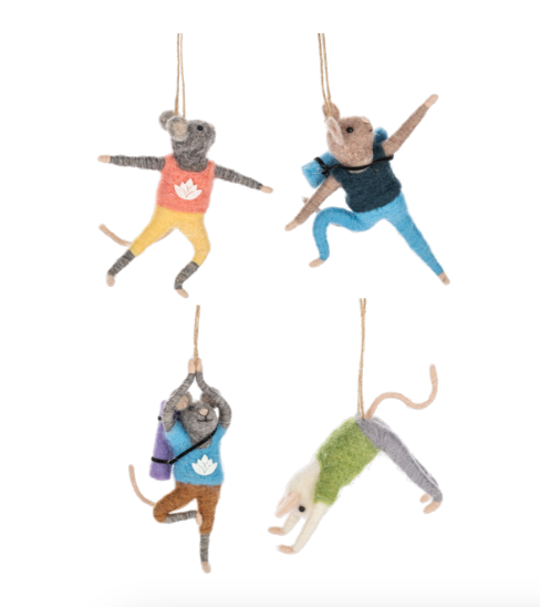 Mouse Yoga Ornaments