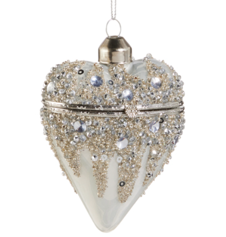 3.5" White Heart Box Ornament
