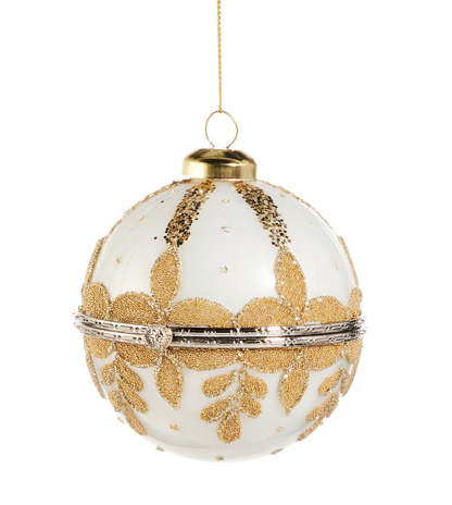 4" White Round Jewelry Box Ornament