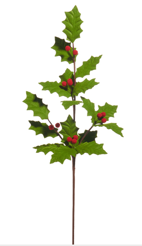 30.5" Felt Holly Leaf Spray