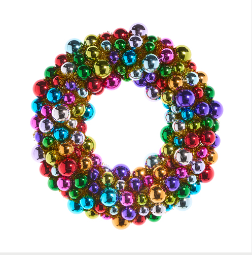 24" Multicolor Ball Ornament Wreath