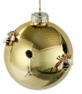 Glass Gold Shiny Ball With 2 Bees Ornament