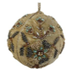 Grey, Beige, Green And Gold Beaded Embroidery Velvet Ball Ornament