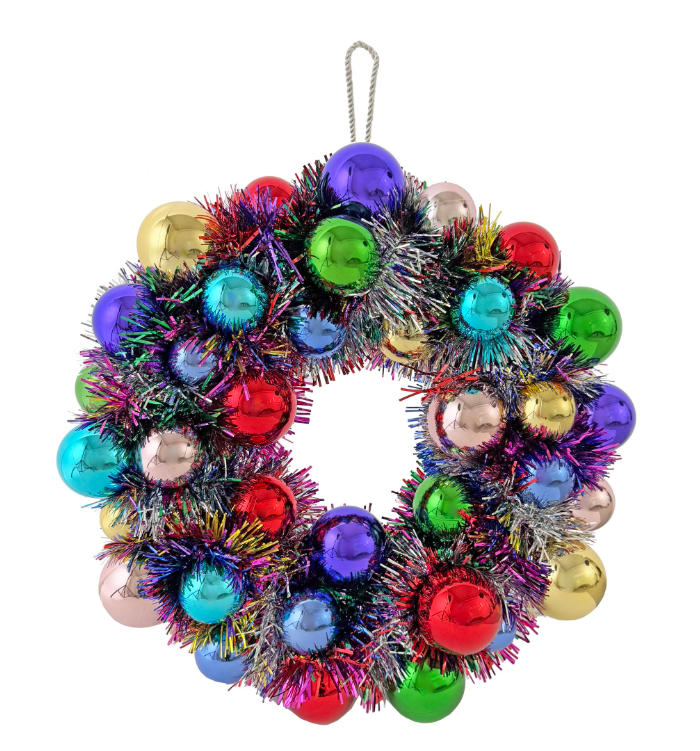 Multicolor Ball Wreath With Tinsel