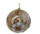 Grey Velvet Embroidery Floral Ball Ornament