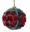 Blue Rose Embroidery Velvet Ball Ornament