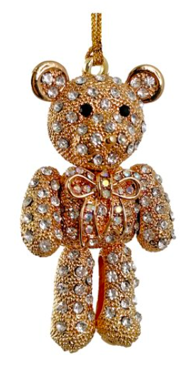 Metal Rhinestone Teddy Ornament