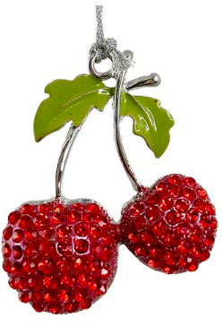 Metal Rhinestone Cherry Ornament