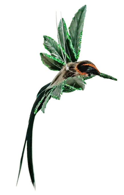 Colibri Green Feather Glitter Hummingbird