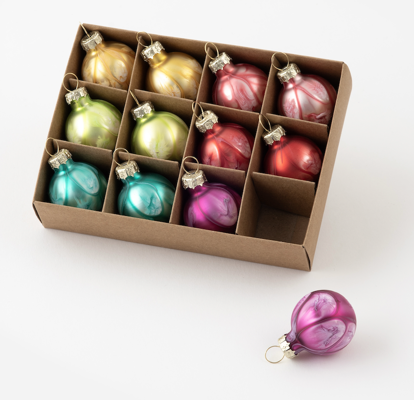 Box Set of 12 Multicoloured Mini Ball Ornament